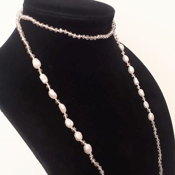 Victoria Lynn Freshwater Pearl & Crystal 40" Hand Knotted Necklace - Picture 4 of 8